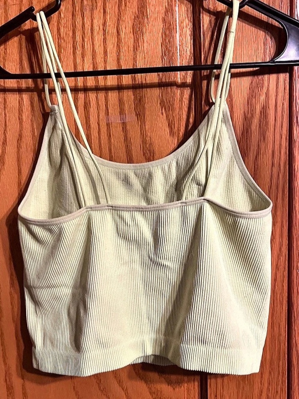 No Boundaries Seamless Ribbed Double Strap Cami Crop Top Green